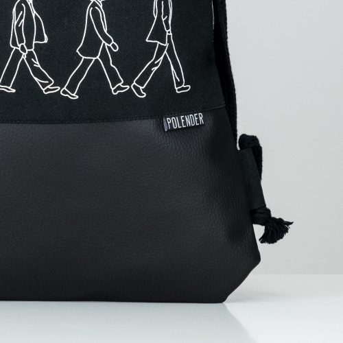 Eco-Leather handmade drawstring bag with print ABBEY ROAD