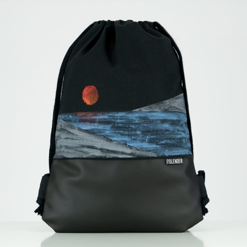 Handmade drawstring bag with print Blood Moon