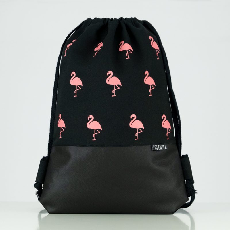Handmade drawstring bag with print Flamingo