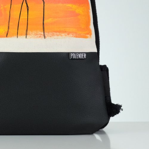 Eco-Leather handmade drawstring bag with print Salvador Dali's Elephant