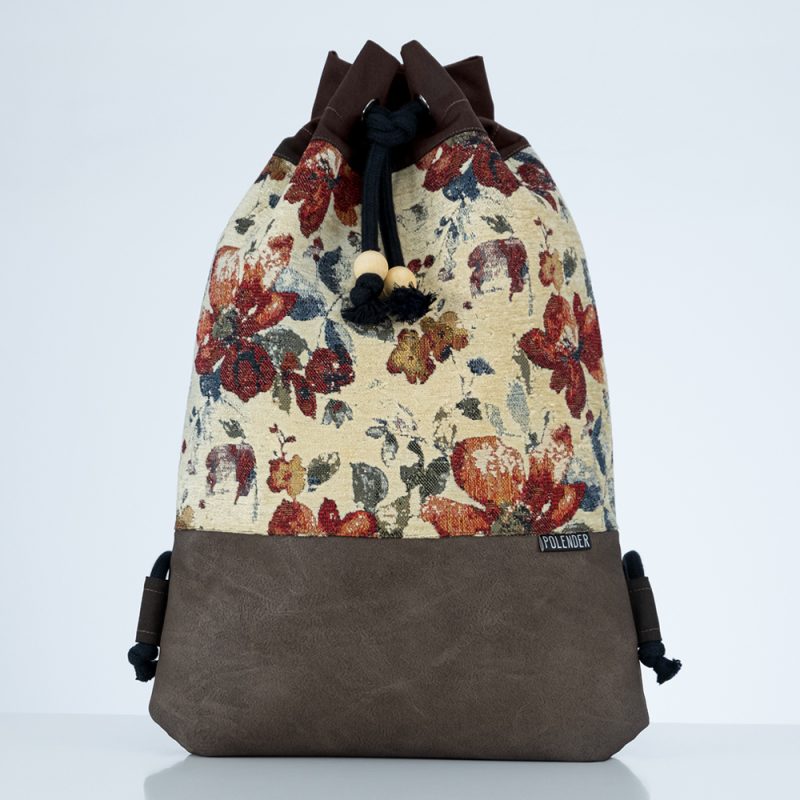Floral Handmade drawstring bag with rope