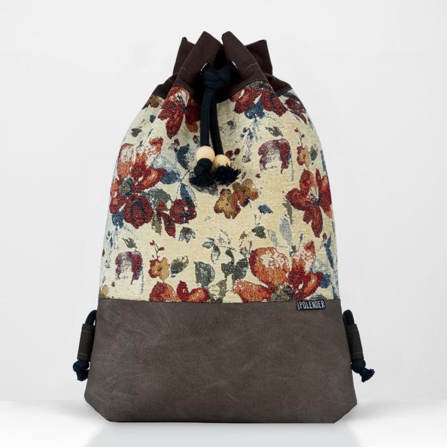 Floral Handmade drawstring bag with rope