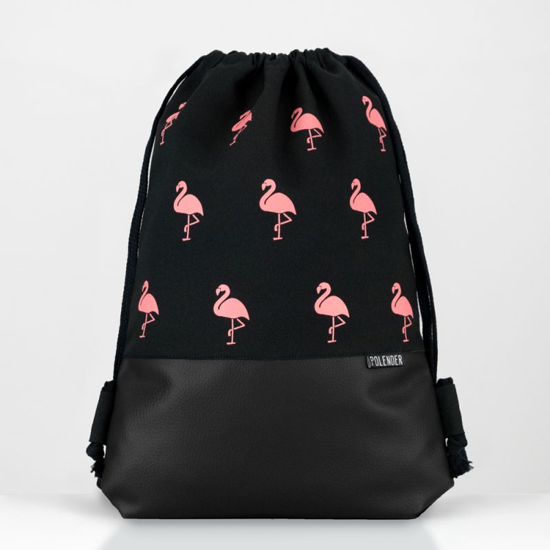 Handmade drawstring bag with Flamingo print