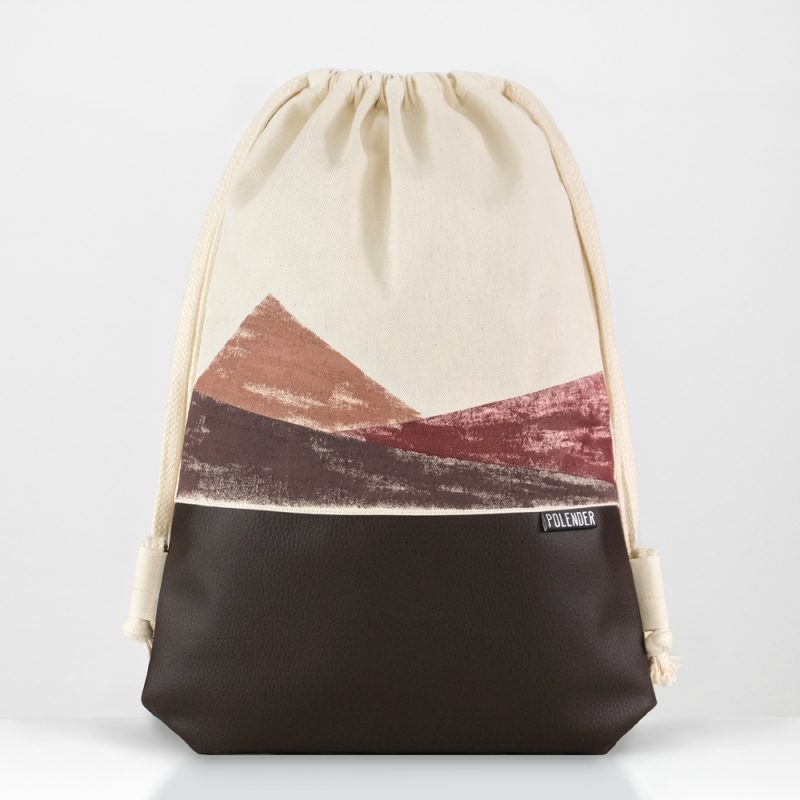 Handmade drawstring bag with print geometric shapes