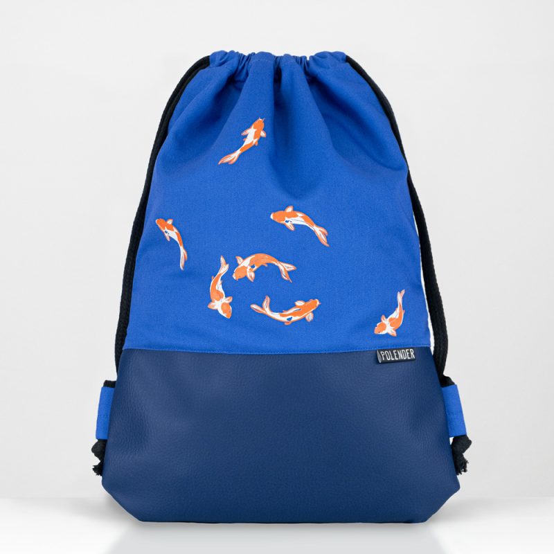 Handmade drawstring bag with Koi Fish print