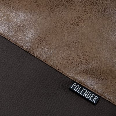 Details of brown drawstring bag