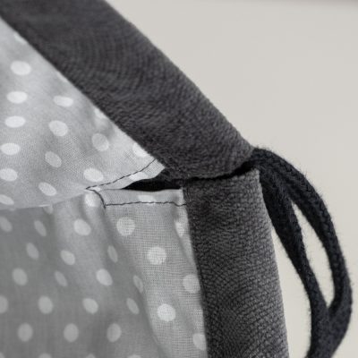 Gray drawstring bag inside lining
