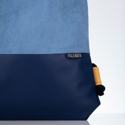 Blue and yellow drawstring bag by Polender