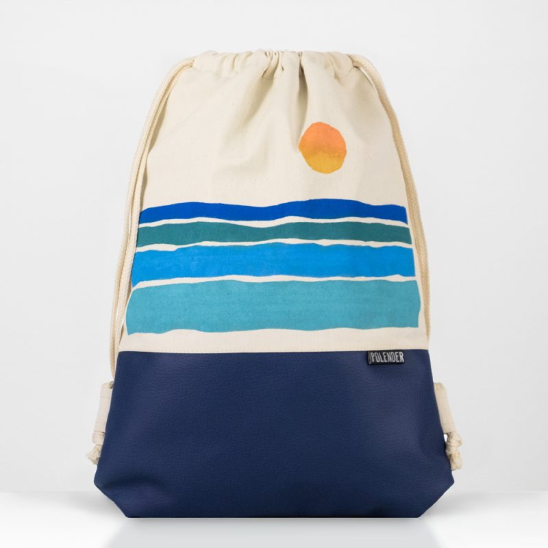 Hand-painted drawstring bag by Polender